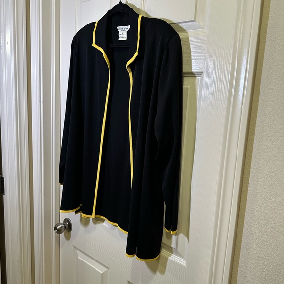 Misook Blazer Suit Jacket Cardigan Plus Size 3X Black Yellow Trim Work Business - Picture 3 of 4